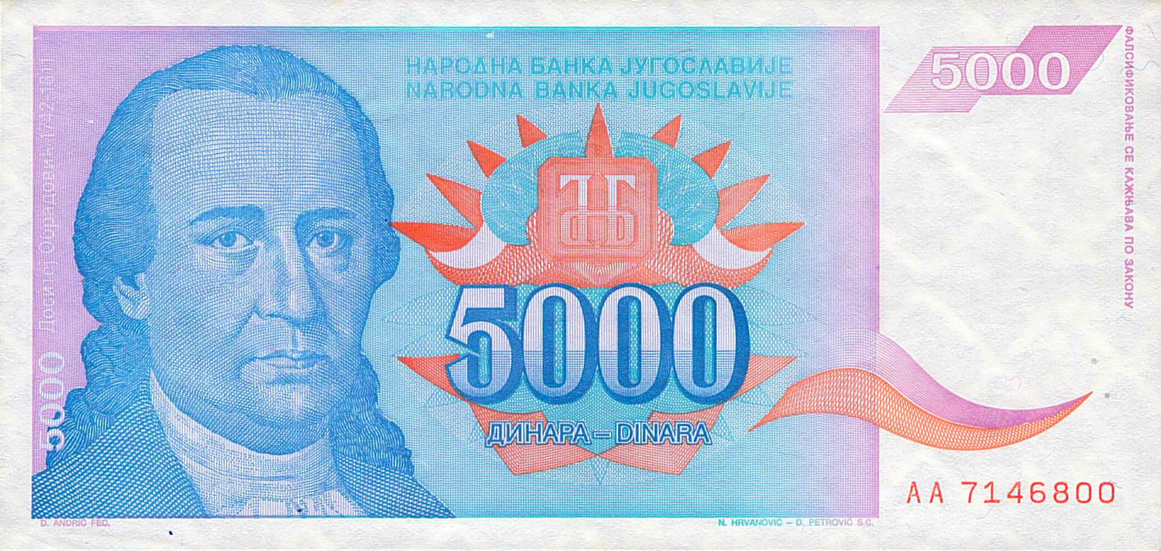 Yugoslavia 5,000 1994 UNC P-141